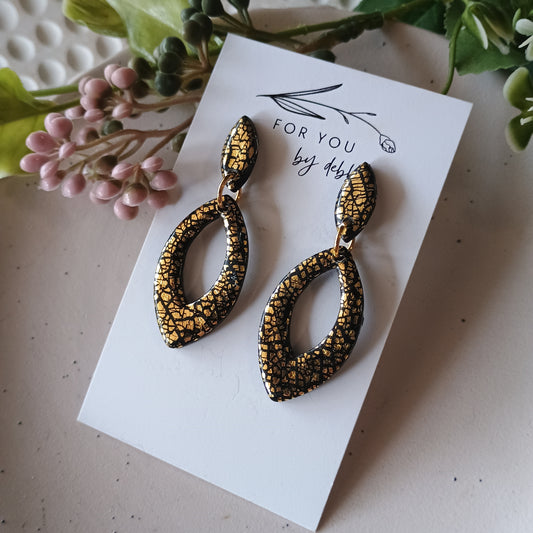 Sale dangles- black and crackle gold