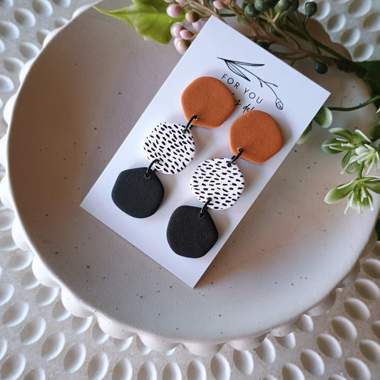 Sofia dangles- Tan and black