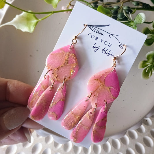 Samantha dangles - pink and gold