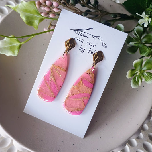 Cassie dangles - pink and gold