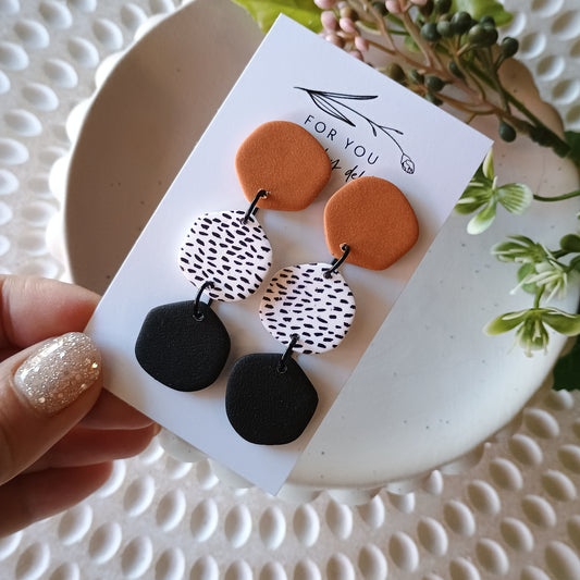 Sofia dangles- Tan and black