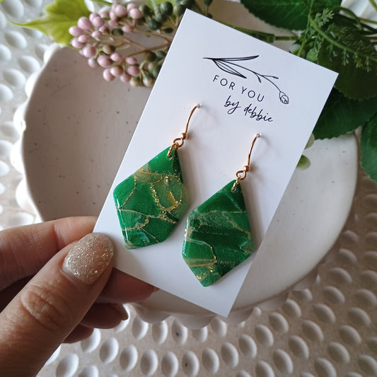 Marissa dangles- emerald green and gold