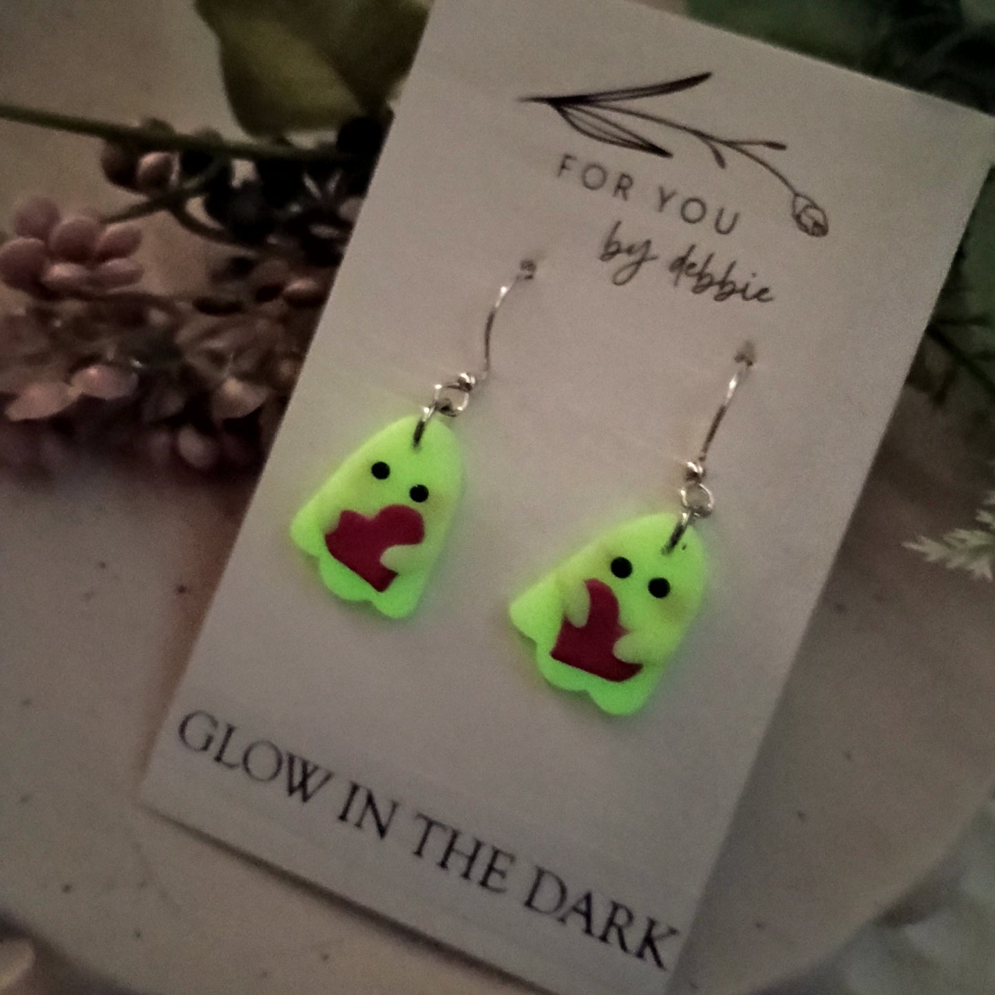 cute ghost dangles- glow in the dark