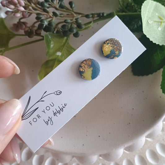 Large studs - blue green and gold