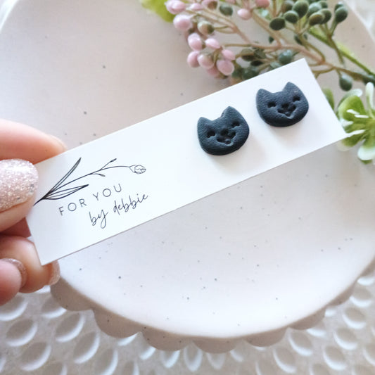 Happy cat studs - black