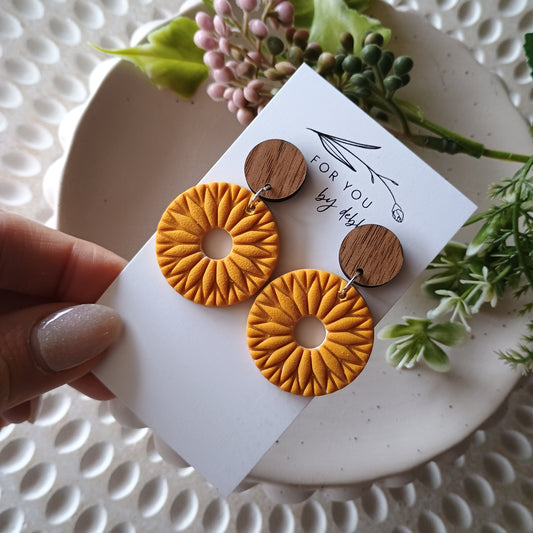 Kate dangles - mustard and wood