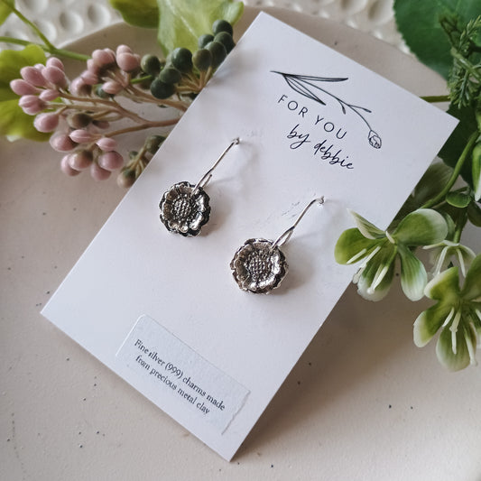 Precious metal clay dangles- flower