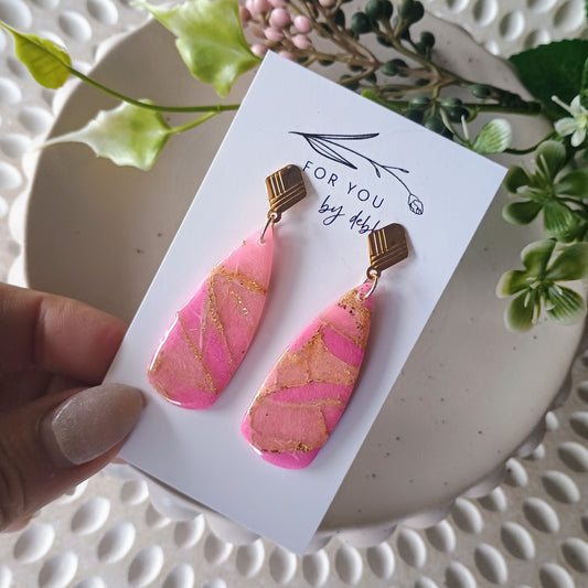 Cassie dangles - pink and gold