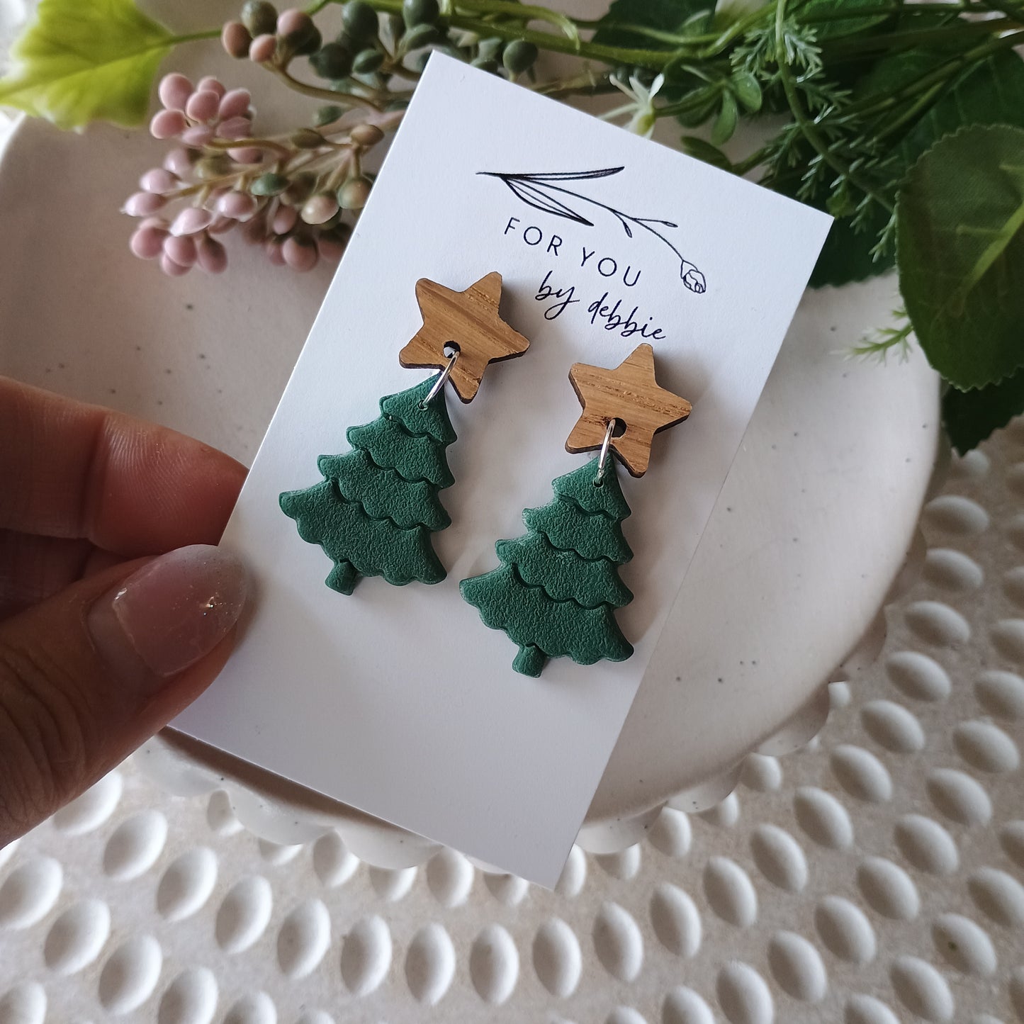 Christmas tree dangle- wood top