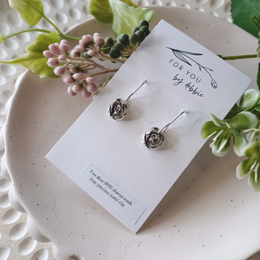 Precious metal clay dangles- rose