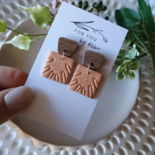 Nina dangles - peach and wood