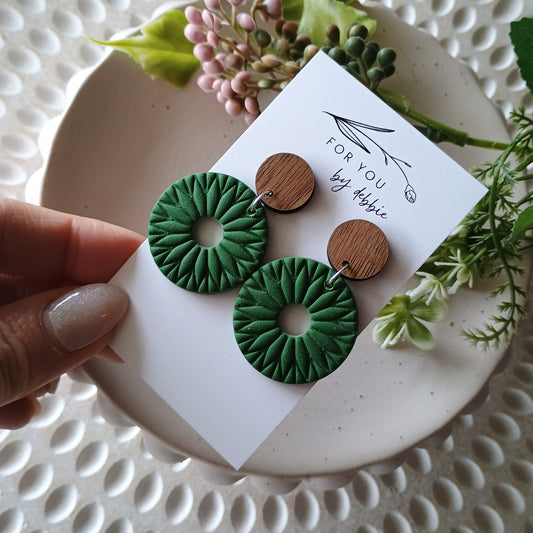 Kate dangles - Forest green and wood