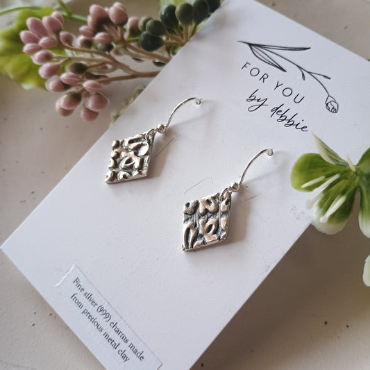 Precious metal clay dangles-  diamond