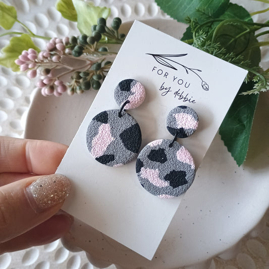 Bree dangles sale - grey and pink leopard