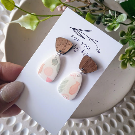 Lizzy dangles - watercolour print and wood