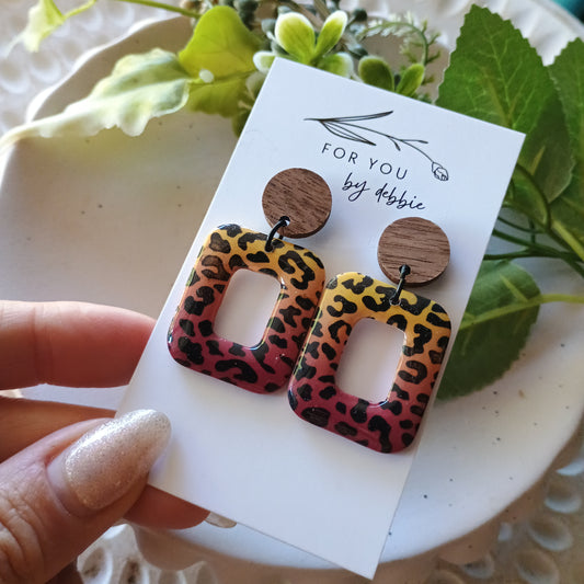 Mia dangles - leopard print resin