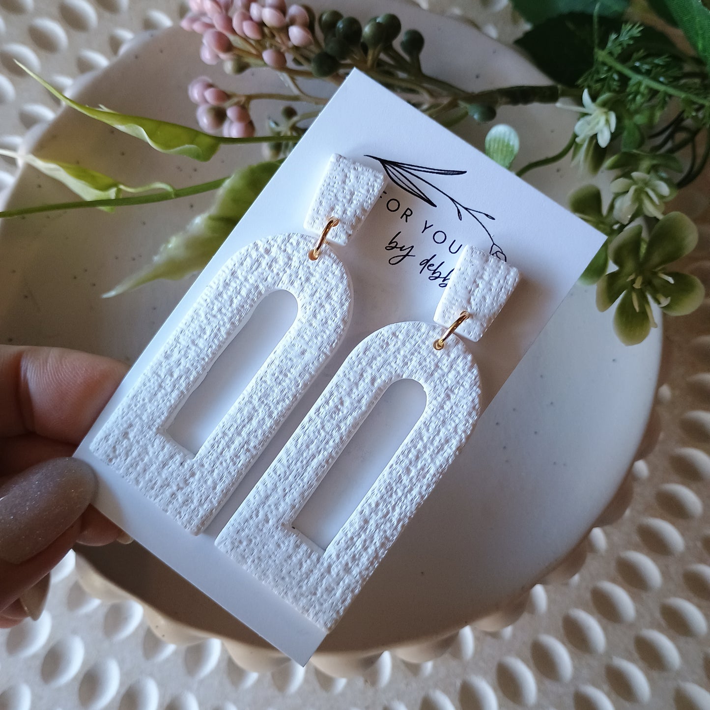 Angelica dangles- white and gold