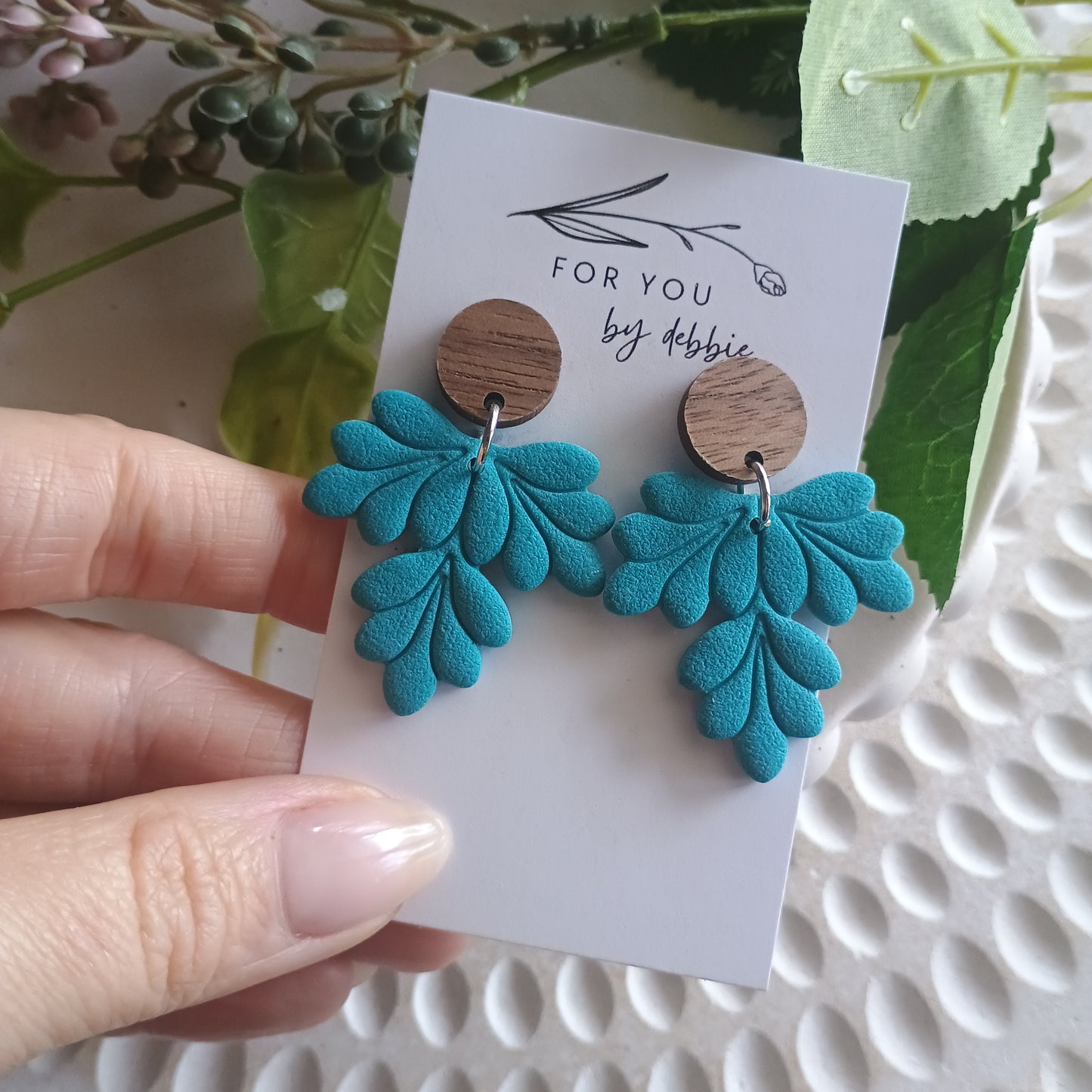 Georgie dangles - teal and wood
