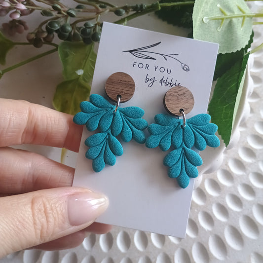 Georgie dangles - teal and wood