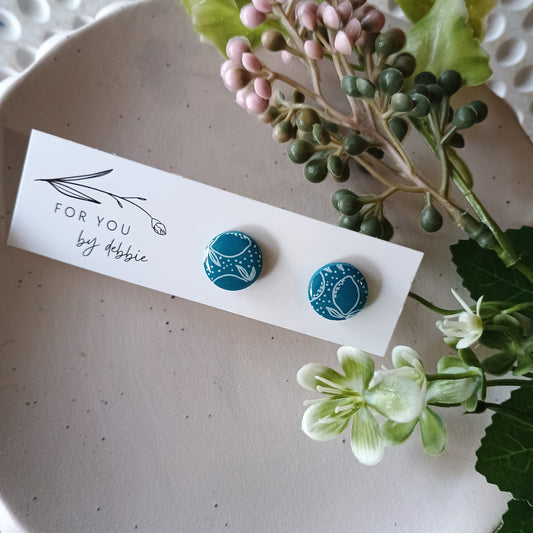 Medium studs -  teal and lemon resin