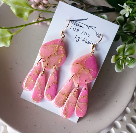 Samantha dangles - pink and gold