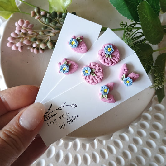 Anatomy studs - floral heart, lungs and brain