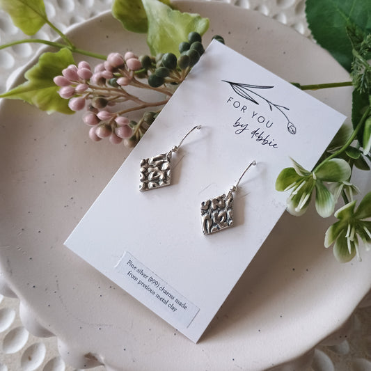 Precious metal clay dangles-  diamond