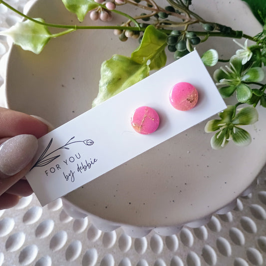 Medium studs - pink and gold