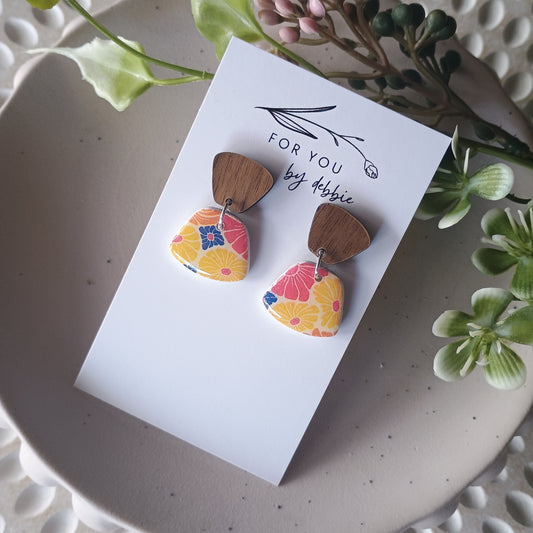 Missy dangles - flowers and wood