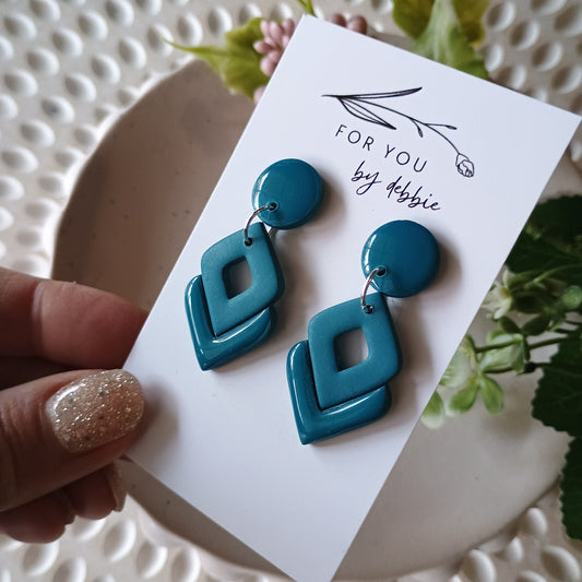 Tina dangles - teal resin and wood