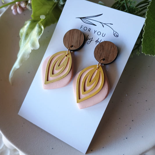 Diana dangles - pink and wood