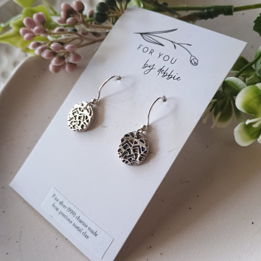 Precious metal clay dangles-  circle mandala print