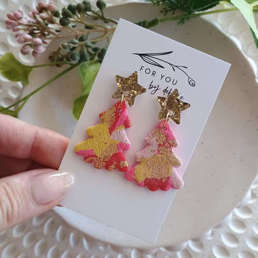 Christmas tree dangle - pinks and gold