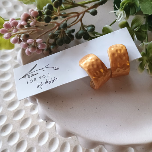 Sale- hammered Gold huggies