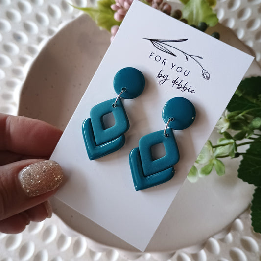 Tina dangles - teal resin and wood