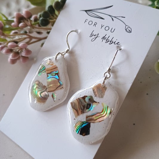 Sale dangles- white and sea shell chips