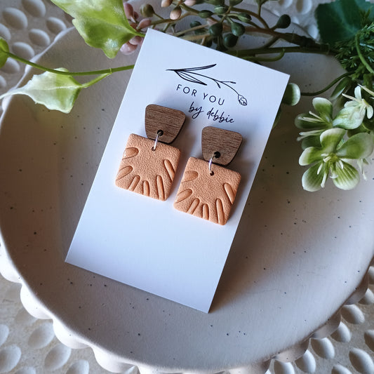 Nina dangles - peach and wood