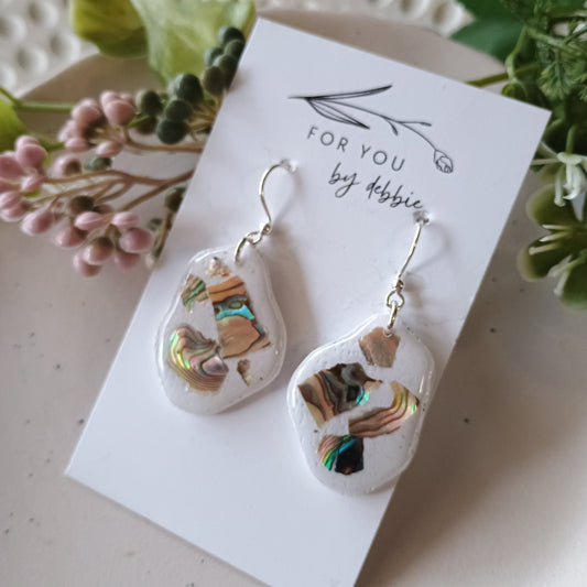 Sale dangles- white and sea shell chips