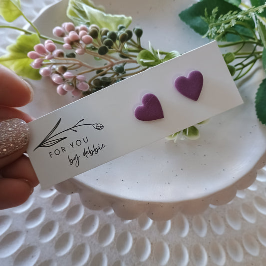 Heart studs - purple