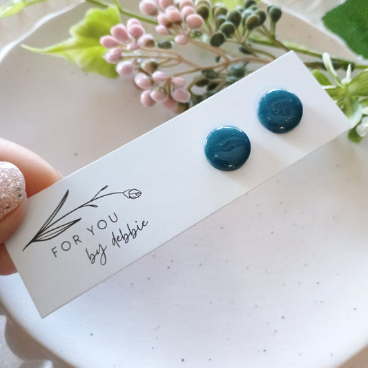 Medium studs - dark teal resin