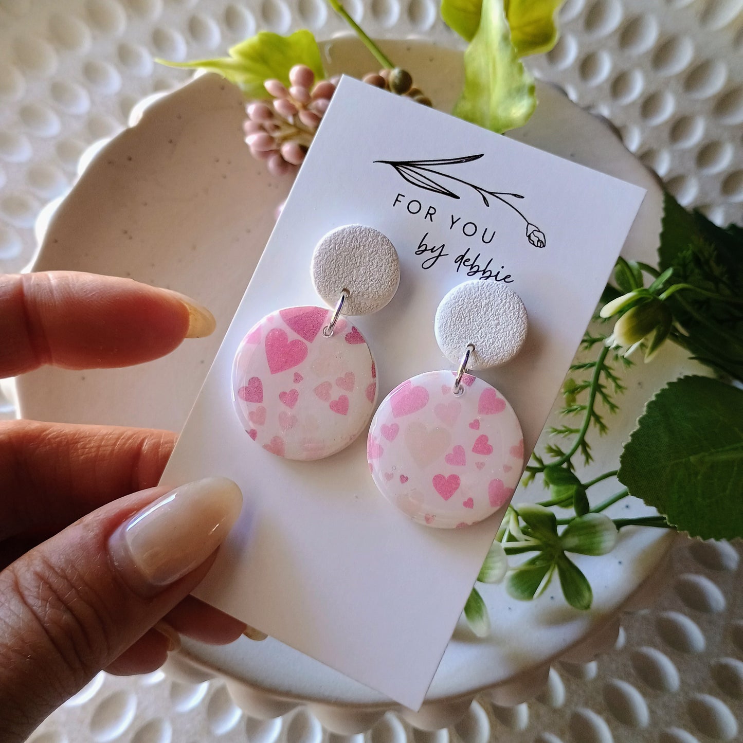 Bree dangles -white hearts